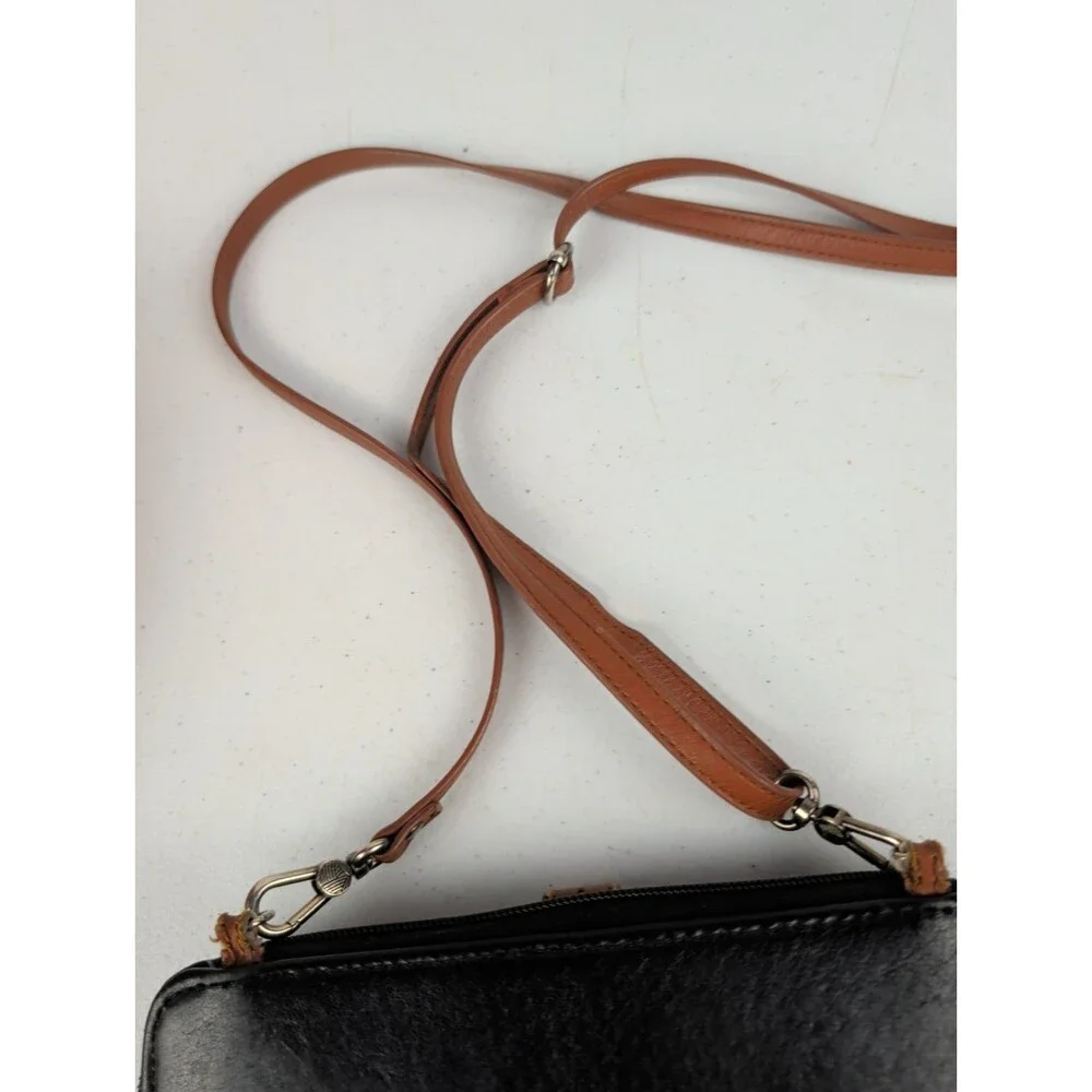 The Sak Iris Crossbody Black Leather Crossbody Wallet Wristlet Bag Brown